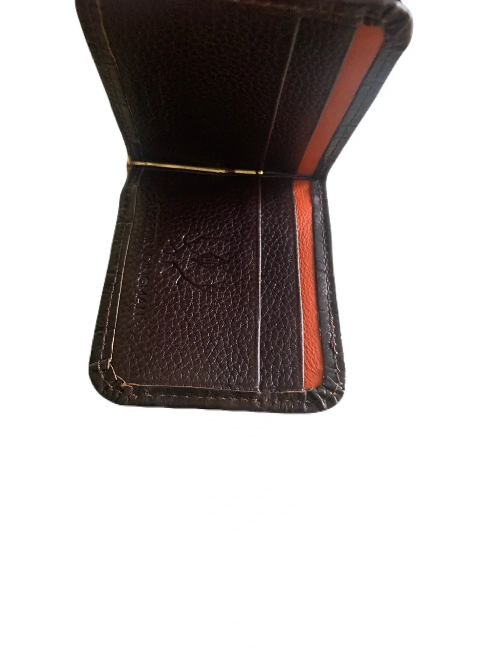 Matte Brown Genuine Crocodile & Leather Spring Clip Card Holder Wallet Exotic